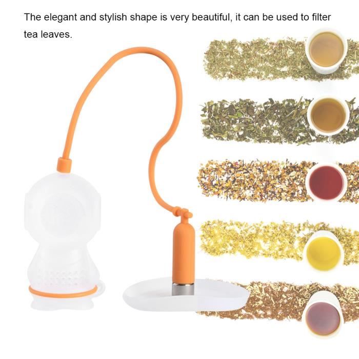 Filtre à Thé Silicone Plongeur Innovant – Infuseur Mignon Réutilisable, Facile à Utiliser (Bleu Clair)