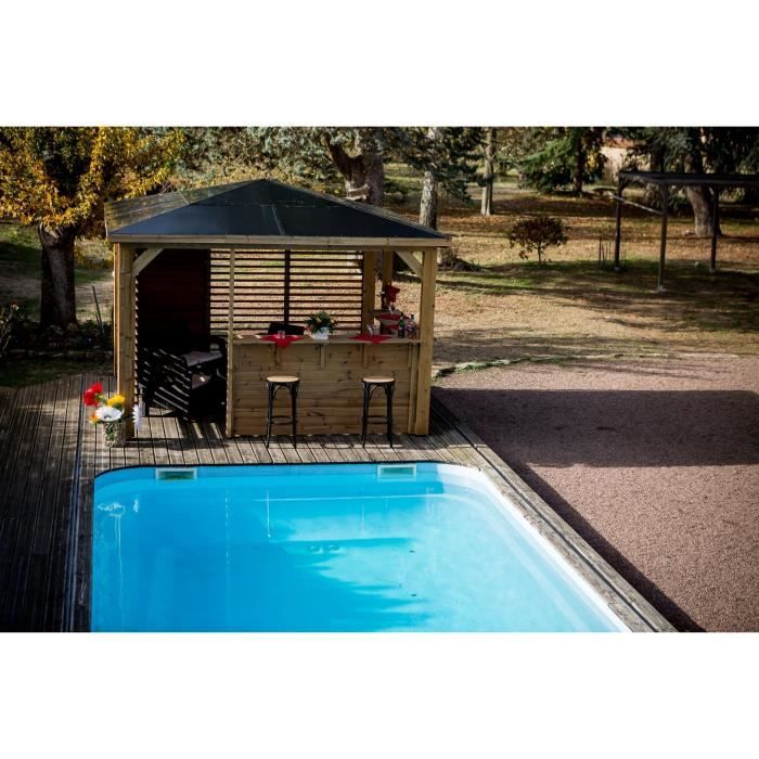 HABRITA Pool house Blueterm en bois massif - Dimensions 3,79 x 3,79 m