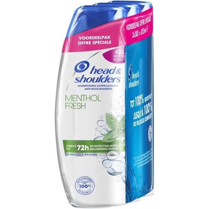 LOT DE 3 Head & Shoulders Menthol Fresh Shampoing 285 mL Cdiscount Au quotidien