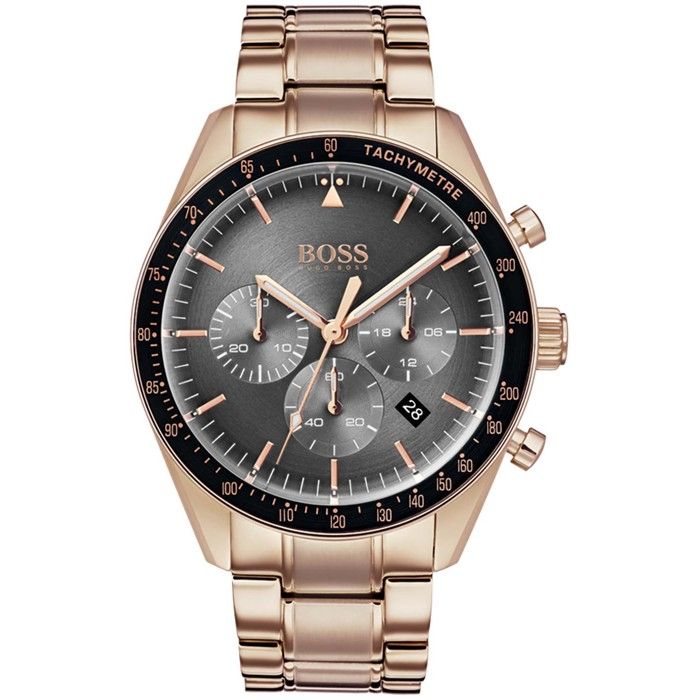 Montre chronographe - HUGO BOSS - Trophy - Or rose - Résistance à leau 50m - Cadran gris