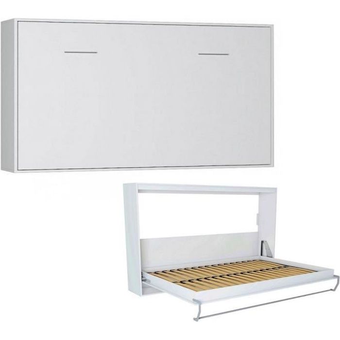 Armoire Lit Horizontale Escamotable Strada V2 Blanc Mat Couchage 90 200 Cm Blanc Bois Inside75 Achat Vente Lit Escamotable Armoire Lit Horizontale Soldes Sur Cdiscount Des Le 20 Janvier Cdiscount