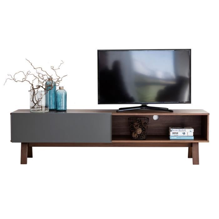 Meuble Tv Coulissant Electrique Meuble Tv 1 Porte Coulissante En Metal Laque L120xh47 Cm Moh