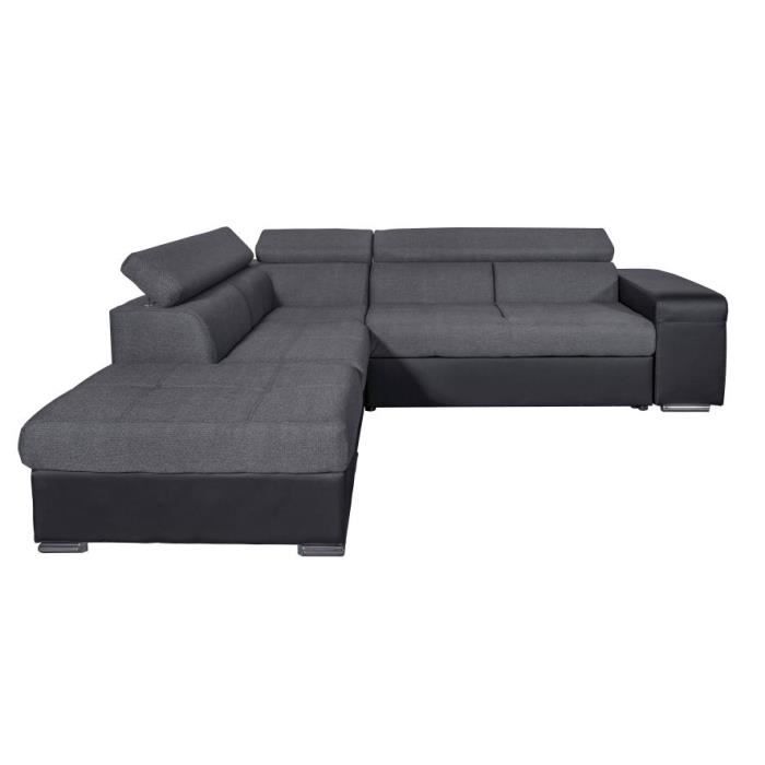 Canapé d'angle Noir Tissu Design Confort
