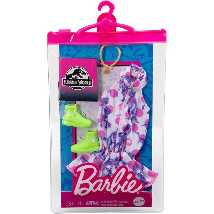 Barbie Fashion Pack theme Jurassic World GRD45 Ensemble vetements Robe debardeur baskets montantes et collier Cdiscount Jeux Jouets