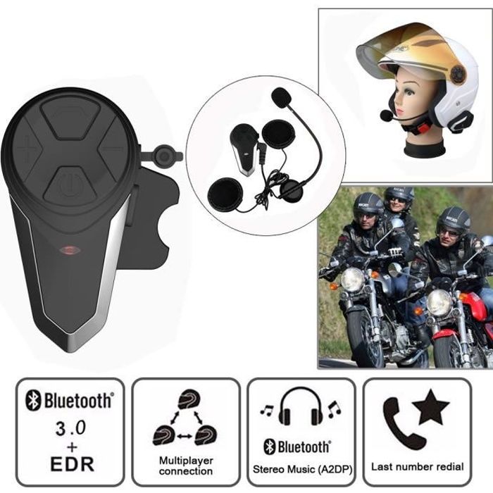 11€09 sur 1000m Casque de moto étanche sans fil Bluetooth 3.0