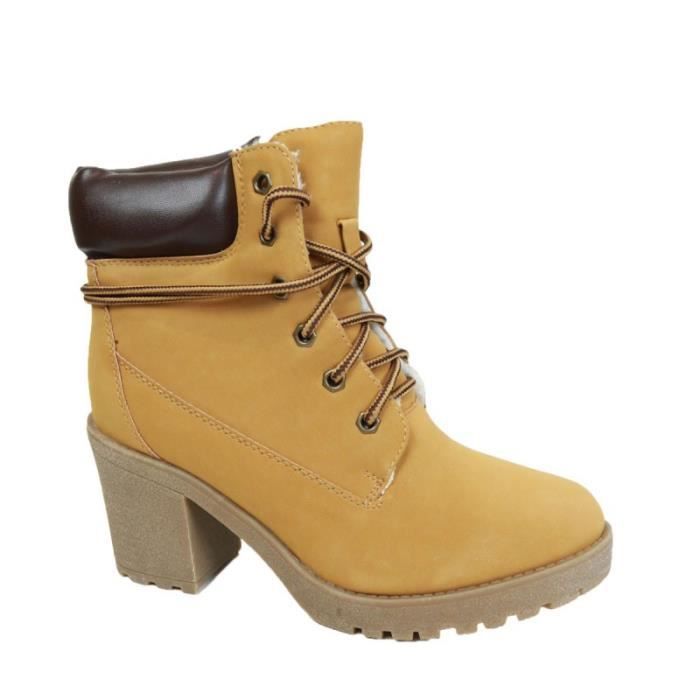 boots femme camel daim