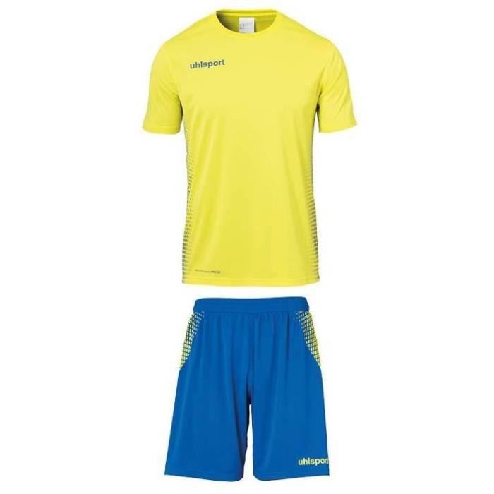 Kit déquipement de football Uhlsport Score pour homme - Jaune/Bleu - Manches courtes - Respirant