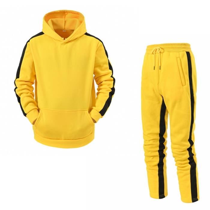 Survetement Homme Ensemble Sweat Shirt a Capuche et Pantalon de Sport Jogging Ensemble de Vetements Jaune Jaune Cdiscount Pret a Porter