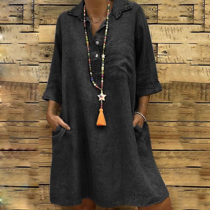 Robe lin coton sale femme