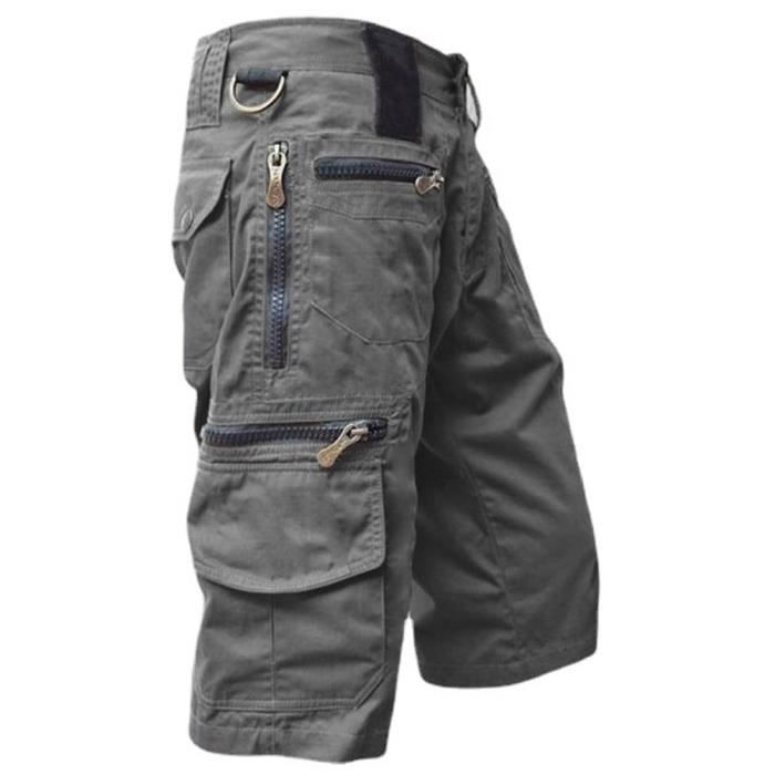 Short Cargo Homme Décontracté - Taille élastique, Coupe Loose - Coton Léger, Poches Pratiques - Idéal été, Sport