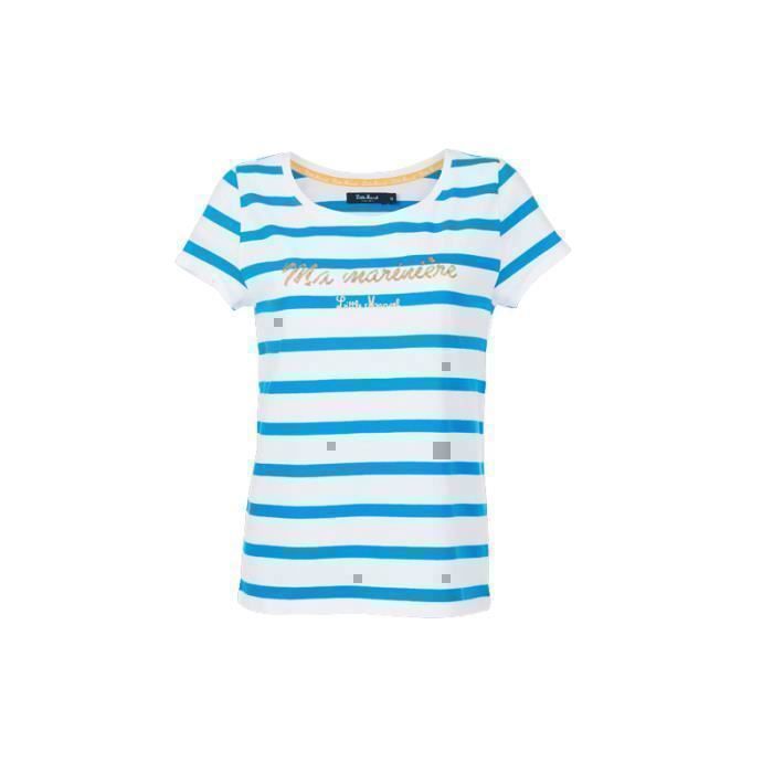 T-shirt Marin Captain Corsaire - Coton Rayé Blanc/bleu, Taille XS (34/36) - Très Bon état