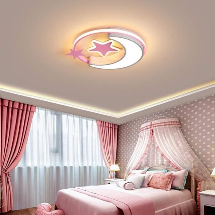 enfant led plafonnier lampe de plafond rose ronde pour bebe chambre a coucher salon luminaire decoration boutique etoile lune cdiscount maison