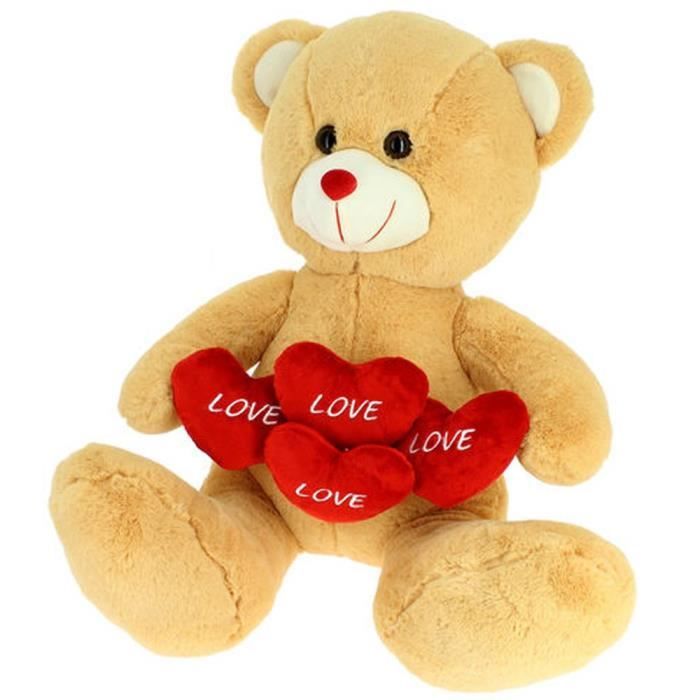 Ours en peluche - MONZANA - Coussin coeur - Brun - Doux - Cadeau Saint- Valentin - Cdiscount Jeux - Jouets