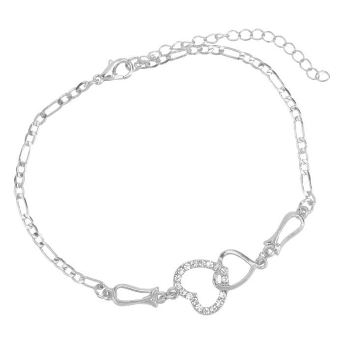 Bracelet Chaînette Cœur Doré Or Jaune Pour Femme - Acier Inoxydable, Métal Base Titane - Neuf Sans Emballage