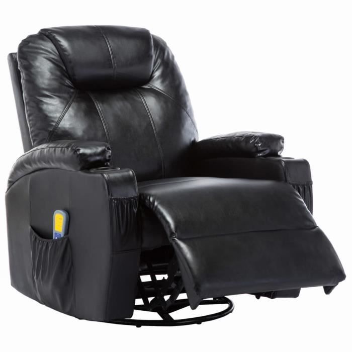 fauteuil à bascule de massage noir similicuir-pwshymi