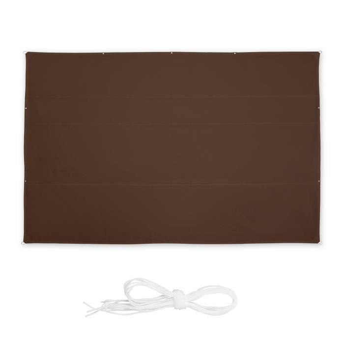 Voile d'ombrage rectangulaire RELAXDAYS - Marron - Toile solaire - Imperméable - Protection UV