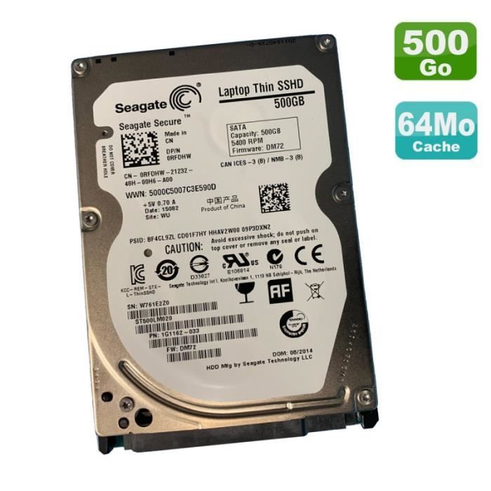 Disque Dur Interne 2.5" Seagate 500Go SATA - Modèle ST500LM021 - 7200rpm, 32Mo Cache - Occasion Formaté Et Testé
