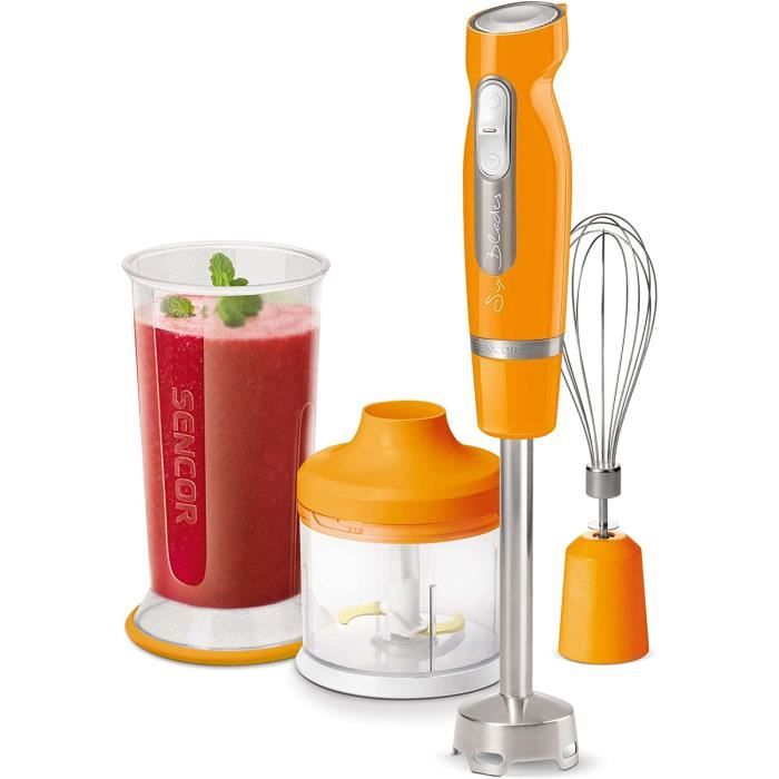 Sencor Mixeur Plongeant Multifonction Ultra-Puissant 5 en 1, 1200W, avec Fouet, Hachoir & Mousseur, Lames Quad Blades Inox, Contrôle de Vitesse Continu, Design Ergonomique - Blanc [SHB 6301WH