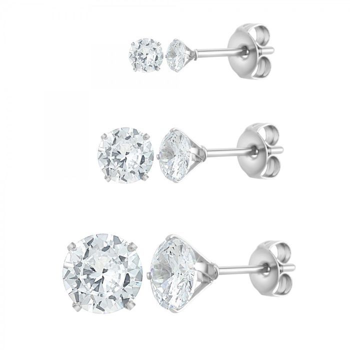 Lot de 3 paires de boucles doreilles SC Crystal ornées de Zirconium Lot de 3 paires de boucles doreilles SC Crystal ornées de Zirconium