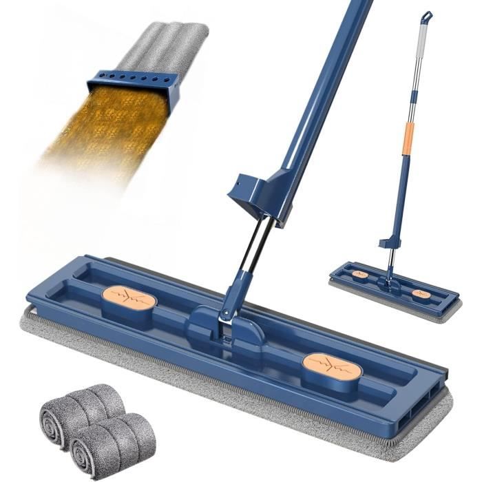 Serpillère Twist Avec Essorage Intégré - Manche Télescopique (72-115 Cm) - Franges Microfibre - Pour Sols Carrelés, Bois, Marbre