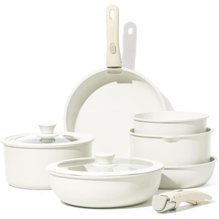 CAROTE Lot de 10 Poele et Casserole Induction, Poêles Antiadhésif 2226cm, Casserole 182022cm