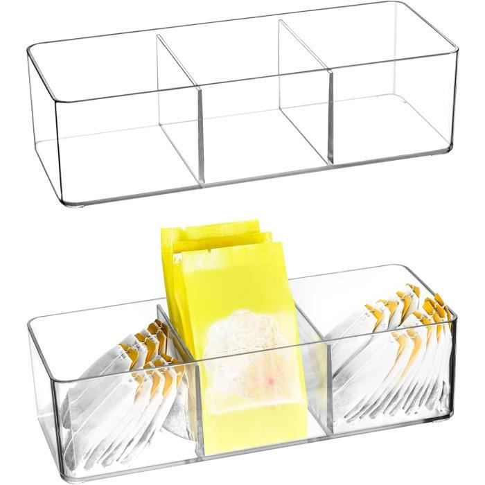 Amosfun 6pièces Boîte Rangement Sachets Thé Et Café Acrylique Transparent Organisateur De Bureau Multifonction Pour Sucres Bonbons Et Accessoires De Cuisine