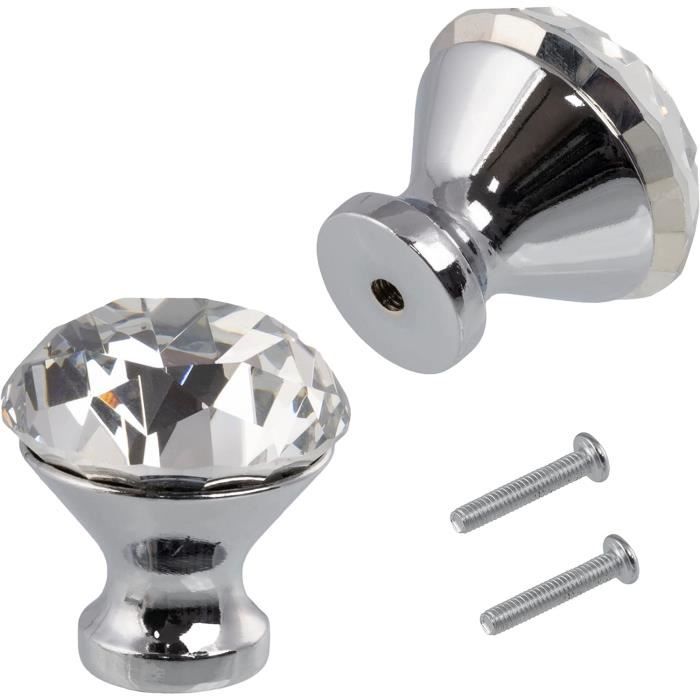 Hotop 8 Pièces Boutons en Cristal de Verre Poignée de Tiroir en Laiton