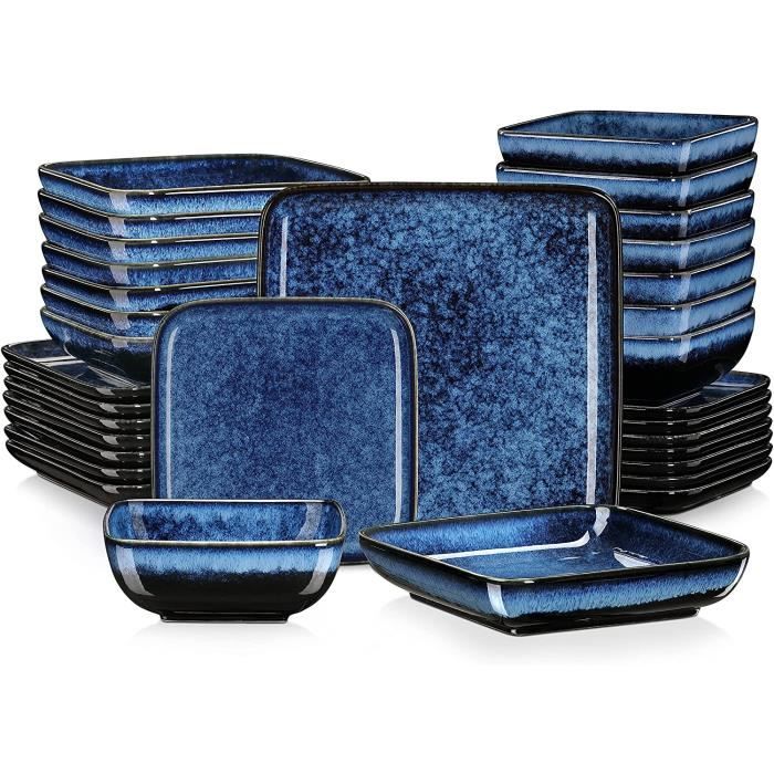 Service de Table 32 Pièces vancasso Assiette Série STERN-B Argile de poterie émaillée au four - Bleu