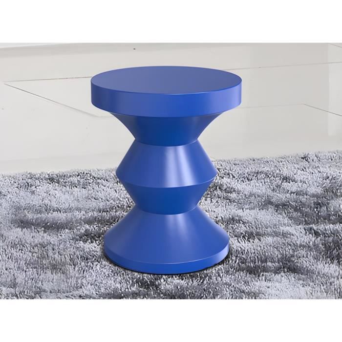 table d'appoint en métal - zolimi - bleu - design géométrique - effet brillant