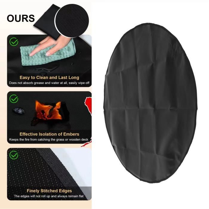 Tapis De Protection Pour Barbecue Et Plancha - PVC Noir 150x120 Cm - Imperméable, Anti-UV, Ignifugé - 3