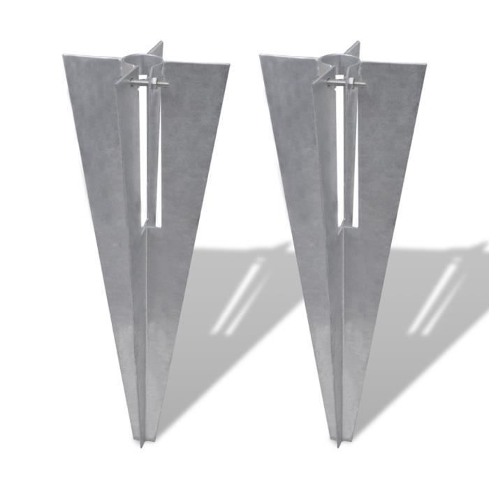 vidaXL Piquets de poteau de clôture 2 pcs Acier