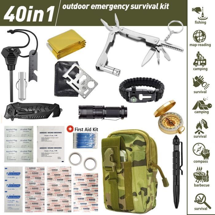 Kit de Survie Militaire Complet–Trousse de Secours Kit de Survie d