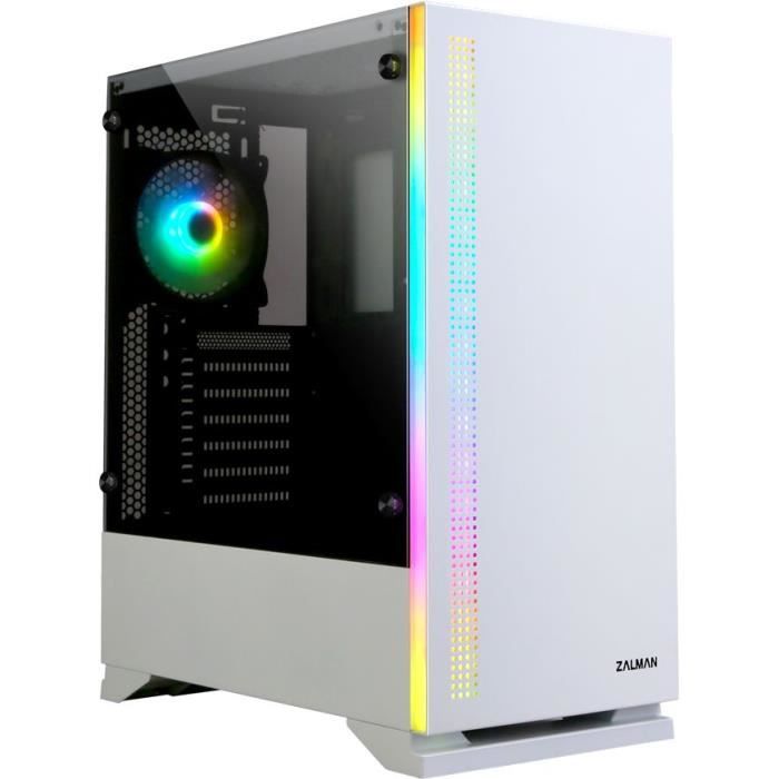 ZALMAN BOITIER PC S5 – Moyen Tour – Blanc – Verre trempé – Format ATX (S5TGWH)
