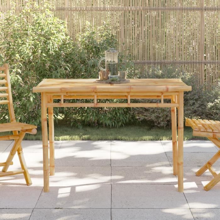 LEC Table à manger de jardin 110x55x75 cm bambou A368031 LC033-Meilleur Vendeur