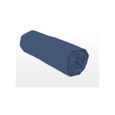 Drap housse coloré 100% coton - Bonnet 25cm - Bleu - 180x200 cm-1