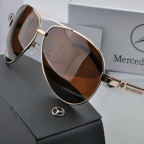 Chassis d or Lunettes de soleil polarisees classiques de luxe pour hommes et femmes Mercedes Benz Aviator Achat Vente lunettes de soleil Cdiscount