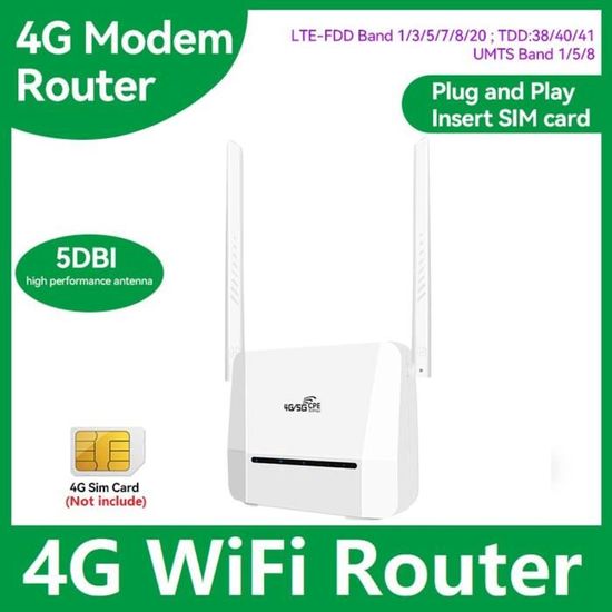 LIWI-Box 4G, Routeur 4G LTE Cat4 300Mbps avec Emplacementpour Carte SIM,  Routeur WiFi 4G antenne intégrée à Haut Gain, Prise e[119] - Cdiscount  Informatique