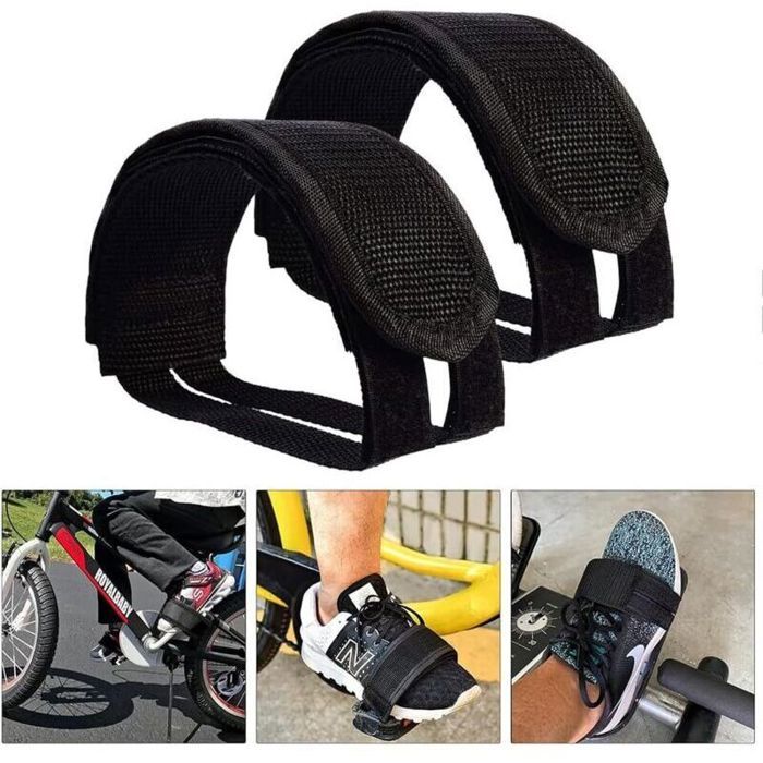Sangles De Pédale Universelles – Lot 2 Pièces, Ajustement Par Cliquet, Compatibles Vélos D’appartement