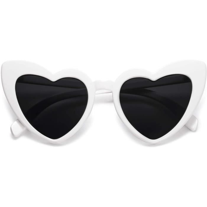 Lunettes de Soleil en Forme de Coeur Blanc Blanc Achat Vente lunettes de soleil Mixte Neuf Cdiscount