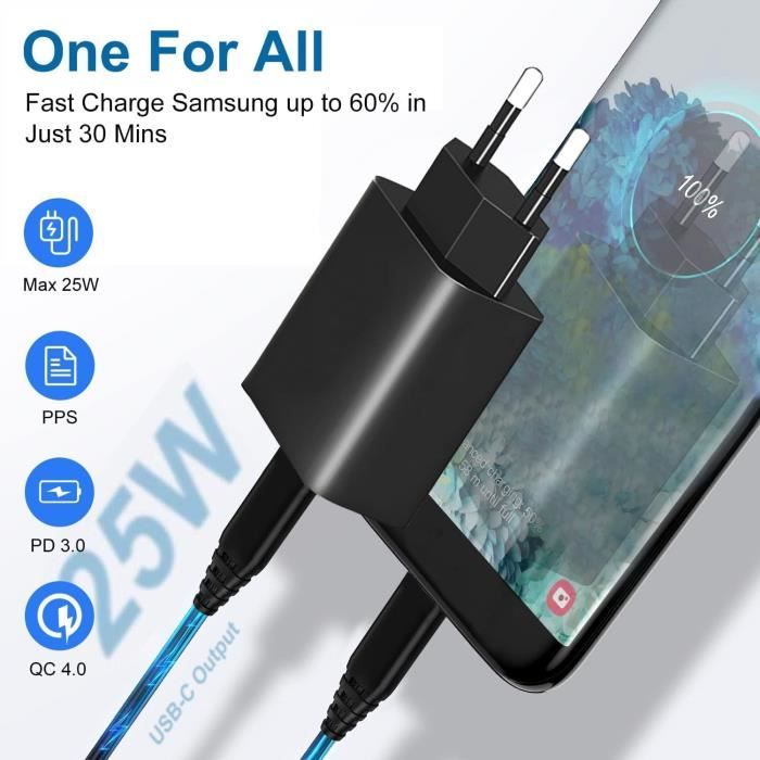Chargeur USB C PHONILLICO Samsung Galaxy A14/A34 5G/A54 5G/S23