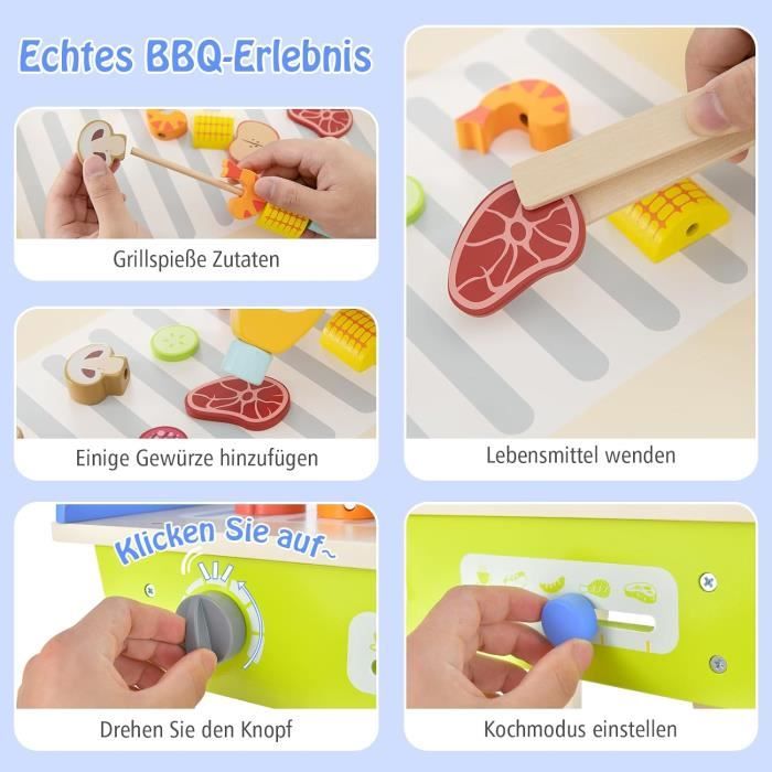 GOPLUS Jeu de Barbecue pour Enfants avec 21 Accessoires, Jouet Table de