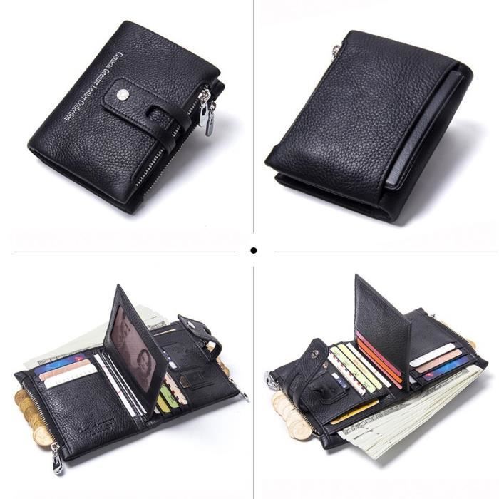 Portefeuille Pochette BASIC HOMME - Cuir Noir - Vintage (État Correct)