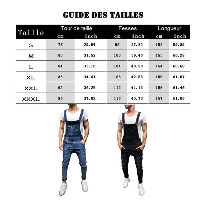 Salopette En Jean Délavé Noir Pour Homme - Style Décontracté, Ouvertures Aux Genoux - Idéale été Ou Travail - 14