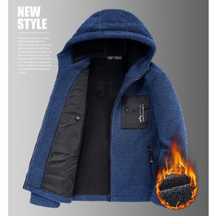 Xnova Veste Polaire Homme à Capuche Zippée - Manteau Chaud Hiver Avec Poches, Idéal Sport Et Casual