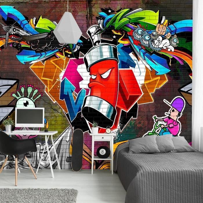 Papier Peint De Art Peinture Graffiti Art, Pinceau Abstrait Panoramique  Déco Mural Pour Salon Chambre D'Enfant Décoration Mu[V4311] - Cdiscount  Bricolage