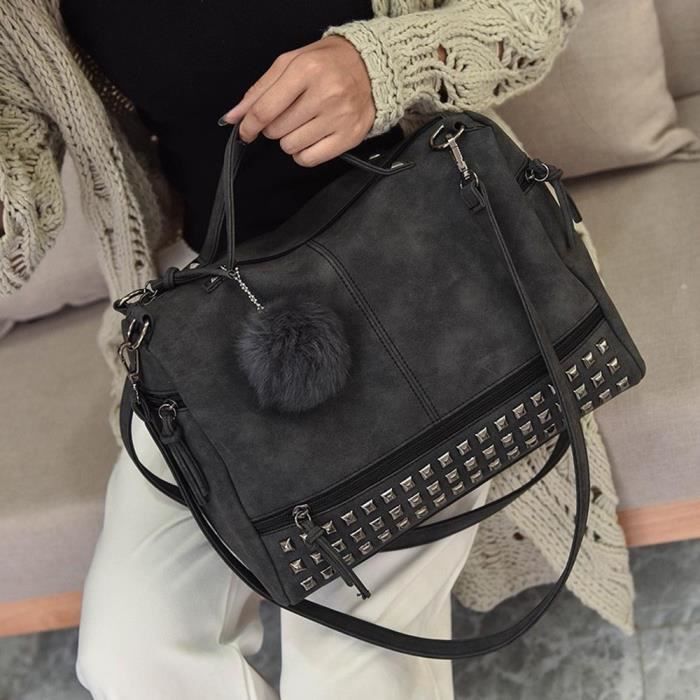 Sac à Main Bandoulière Noir HEINE Avec Rivets - Cuir Artificiel - Neuf Avec étiquettes