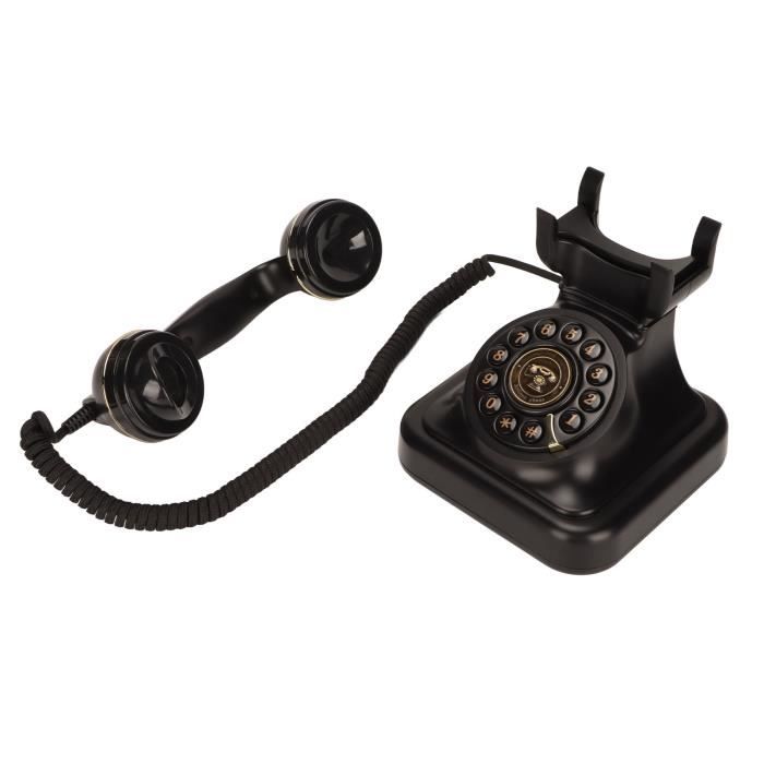 Fdit Téléphone fixe vintage Téléphone Rotatif Vintage, Bouton de