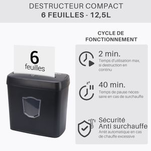 Bonsaii C261-D Destructeur De Documents Micro-Coupe P-4 - 6 Feuilles + Cartes Crédit, Agrafes, Trombones - Idéal Maison Et Petit Bureau
