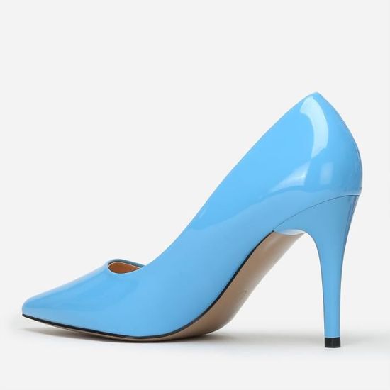 Escarpins Femme Vernis Bleu Ciel Talon Aiguille 8.5 cm Bout