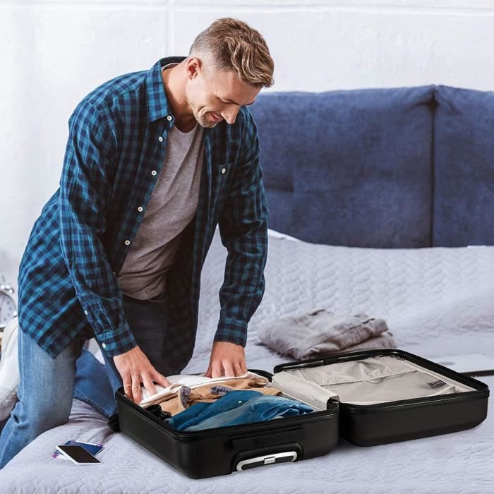 Aerolite ABS 55x35x20 Cabine Bagage a Main Valise Rigide Legere a 4 roulettes pour Ryanair Easyjet